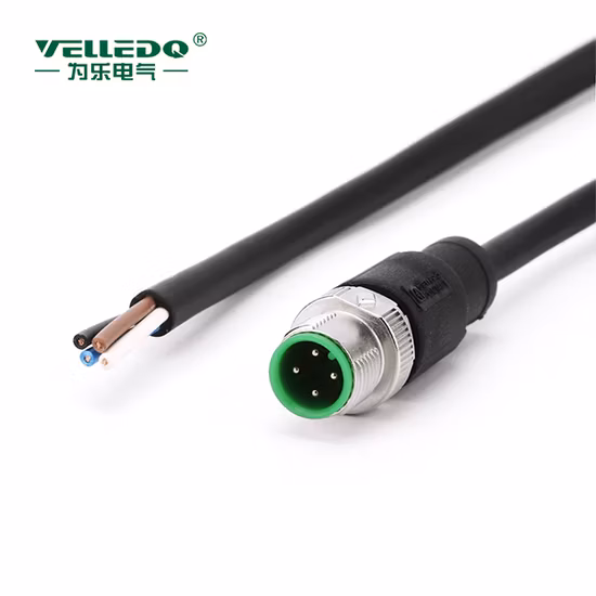 M12 Wire Harness Male 3/4/5/12 Pin Straight with PVC Cable